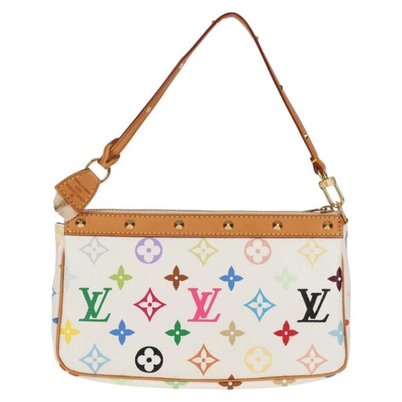 LOUIS VUITTON Multicolor Pochette Accessoires Pouch White M92649 LV Auth 129011V - Picture 3 of 16
